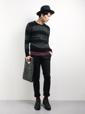 「DETAILS（ディテールズ）のアイテム」を使った、中嶋時男さん（メンズ・183cm）の秋コーディネート