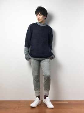 「glamb（グラム）のアイテム（トップス）」を使った、中嶋時男さん（メンズ・183cm）の秋コーディネート