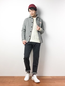 「SHIPS JET BLUE（シップスジェットブルー）のアイテム（帽子）」を使った、中嶋時男さん（メンズ・183cm）の秋コーディネート