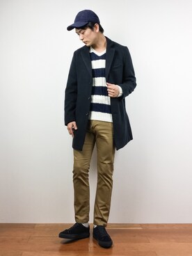 「417 EDIFICE（フォーワンセブンエディフィス）のアイテム（キャップ）」を使った、中嶋時男さん（メンズ・183cm）の冬コーディネート