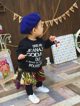 「Petit jam（プチジャム）のアイテム（帽子）」を使った、kotochiさん（キッズ・70cm）の春コーディネート