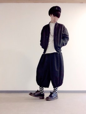 「COMME des GARCONS HOMME（コム デ ギャルソン・オム）のアイテム（ブルゾン）」を使った、Keitaさん（メンズ・171cm）の冬コーディネート