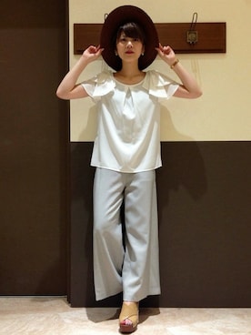 「Sens de vie（サンスドゥウ゛ィ）のアイテム」を使った、ザワワさん（レディース・158cm）の夏コーディネート