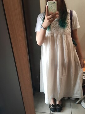 「w closet（ダブルクローゼット）の刺繍入りノースリワンピース（ワンピース/ドレス、ピンク系）」を使った、ハセガワさん（レディース・158cm）の夏コーディネート