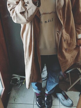 「w closet（ダブルクローゼット）のアイテム（ニット/セーター、ベージュ系）」を使った、ハセガワさん（レディース・158cm）の秋コーディネート