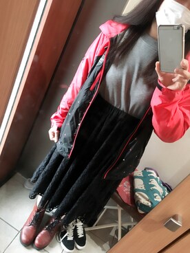 「Kappa（カッパ）のアイテム（ジャケット/アウター、ピンク系）」を使った、ハセガワさん（レディース・158cm）の秋コーディネート