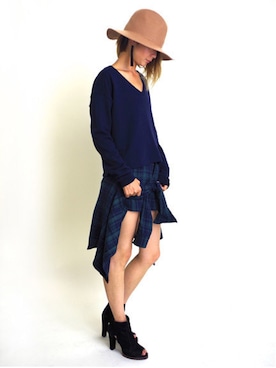 「BARAK（バラク）のアイテム（帽子）」を使った、BARAK_sawaさん（レディース・164cm）の秋コーディネート