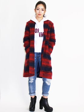 「アイテム（パーカー、ホワイト系）」を使った、BARAK_sawaさん（レディース・158cm）の秋コーディネート