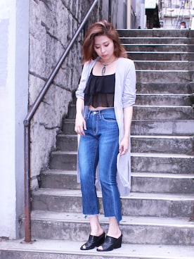 「アイテム（チューブトップ）」を使った、BARAK_sawaさん（レディース・160cm）の春コーディネート