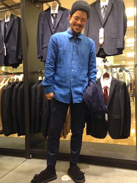 「MORGAN HOMME（モルガンオム）のアイテム（テーラードジャケット）」を使った、satoshiyoraさん（メンズ・175cm）の夏コーディネート