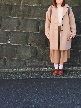 「アイテム（チェスターコート）」を使った、しいちゃんさん（レディース・154cm・20代）の冬コーディネート