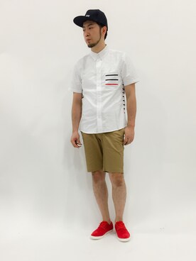 「BASECONTROL（ベースコントロール）のアイテム（トップス）」を使った、kijiさん（メンズ・180cm）の春コーディネート
