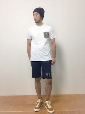 「Steven Alan（スティーブンアラン）のアイテム（ニットキャップ/ビーニー）」を使った、kijiさん（メンズ・180cm）の夏コーディネート