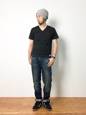 「SHELLAC（シェラック）のアイテム」を使った、kijiさん（メンズ・180cm）の夏コーディネート