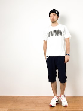 「JUNRED（ジュンレッド）のアイテム（ニットキャップ/ビーニー）」を使った、kijiさん（メンズ・180cm）の夏コーディネート