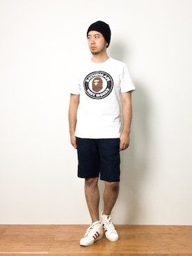 「NANO universe（ナノユニバース）のアイテム（ニットキャップ/ビーニー）」を使った、kijiさん（メンズ・180cm）の夏コーディネート