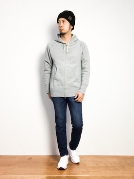 「NANO universe（ナノユニバース）のアイテム（ニットキャップ/ビーニー）」を使った、kijiさん（メンズ・180cm）の秋コーディネート
