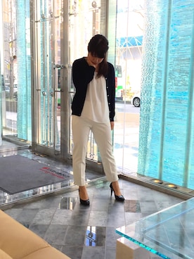 「ネイビー×ホワイト」｜「アイテム（アンサンブル）」を使った、ismさん（レディース・156cm）の冬コーディネート