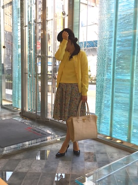 「イエローコーデ」｜「アイテム（アンサンブル）」を使った、ismさん（レディース・156cm）の冬コーディネート