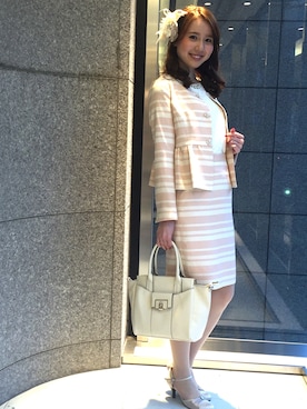 「アイテム（ノーカラージャケット、ピンク系）」を使った、ismさん（レディース・170cm）の春コーディネート