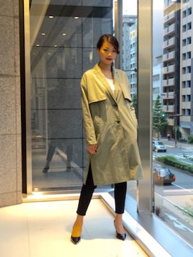 「アイテム（チェスターコート、グリーン系）」を使った、ismさん（レディース・168cm）の秋コーディネート