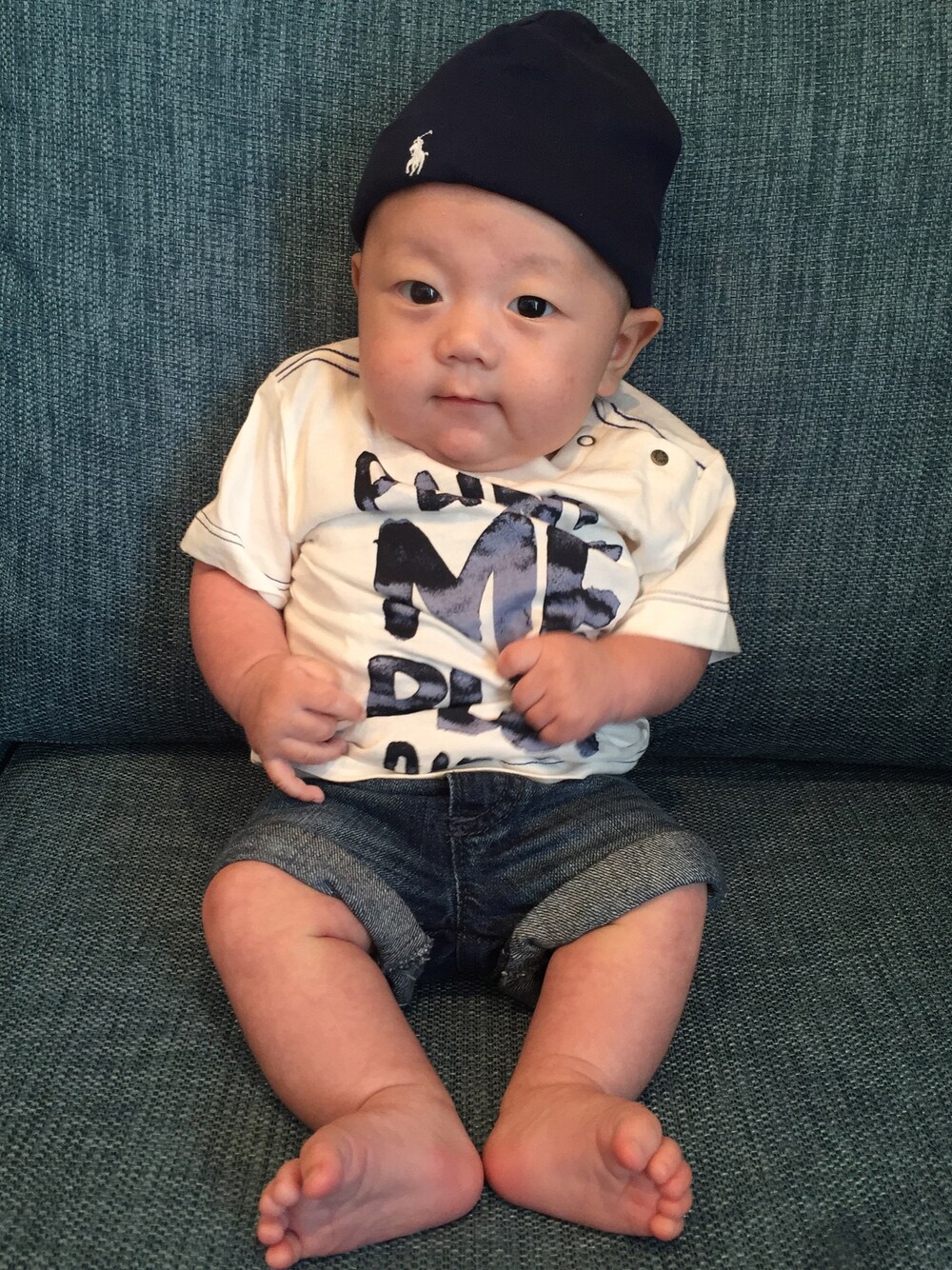 「DIESEL KIDS、ドラフトDIE、Diesel、Ralph Lauren baby、oldnavy」｜「DIESELのアイテム（Tシャツ/カットソー、ホワイト系）」を使った、SHINMさん（キッズ・60cm）の夏コーディネートの1枚目の写真