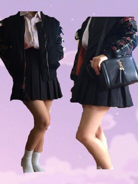 「オルチャンファッション」｜「アイテム（スタジャン）」を使った、KaYoChiNさん（レディース・155cm）の冬コーディネート