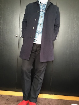 「Gジャン」｜「アイテム（ステンカラーコート）」を使った、B.Rさん（メンズ・172cm）の春コーディネート