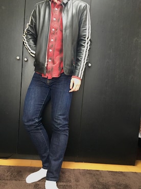 B.R使用「schott（Schott/ショット/CLASSIC RACER JACKET/クラシック レーサー ジャケット）」的時尚穿搭