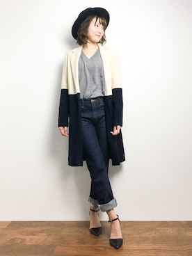 「AZUL ENCANTO（アズールエンカント）のアイテム（その他アウター）」を使った、まるさん（レディース・161cm）の冬コーディネート