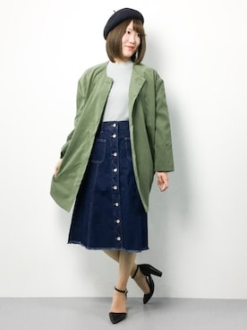 「DETAILS（ディテールズ）のアイテム（ノーカラージャケット）」を使った、まるさん（レディース・161cm）の春コーディネート