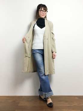 「NOMBRE IMPAIR（ノンブルアンペール）のアイテム（トレンチコート）」を使った、まるさん（レディース・161cm）の春コーディネート