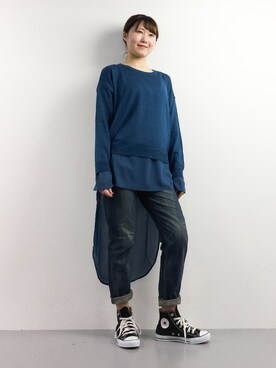 「Ameri（アメリ）のアイテム（ニット/セーター）」を使った、まるさん（レディース・161cm）の春コーディネート