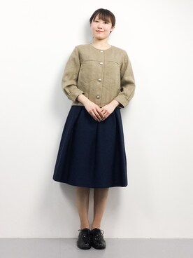 「Another Edition（アナザーエディション）のアイテム（ノーカラージャケット）」を使った、まるさん（レディース・161cm）の春コーディネート