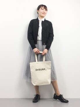 「KBF（ケイビーエフ）のアイテム（ブルゾン）」を使った、まるさん（レディース・161cm）の春コーディネート