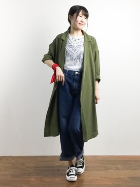 「AZUL by moussy（アズールバイマウジー）のアイテム（その他アウター）」を使った、まるさん（レディース・161cm）の春コーディネート