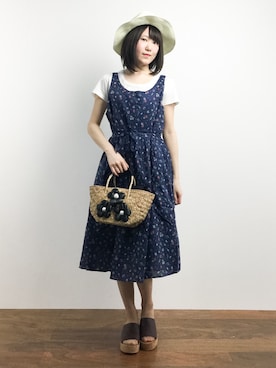 「ECODECO（エコデコ）のアイテム（かごバッグ）」を使った、まるさん（レディース・161cm）の春コーディネート