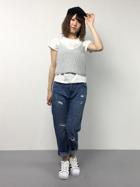 「UP START（アップスタート）のアイテム」を使った、まるさん（レディース・161cm）の春コーディネート