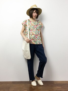 「UNDEFEATED （アンディフィーテッド）のアイテム（バッグ）」を使った、まるさん（レディース・161cm）の夏コーディネート