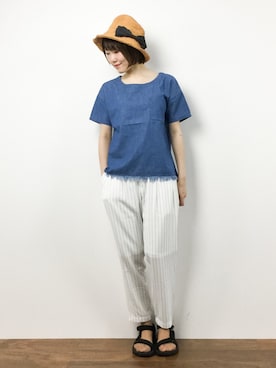 「INNOCENT BLUE（イノセントブルー）のアイテム」を使った、まるさん（レディース・161cm）の夏コーディネート
