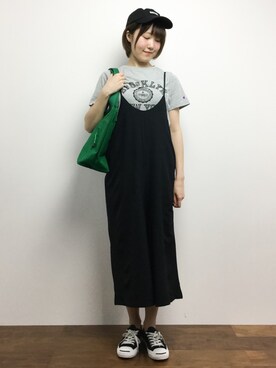「RAY CASSIN（レイカズン）のアイテム（つなぎ/オールインワン）」を使った、まるさん（レディース・161cm）の夏コーディネート
