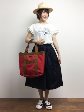 「TOPKAPI（トプカピ）のアイテム（トートバッグ）」を使った、まるさん（レディース・161cm）の夏コーディネート