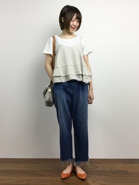 「FOSSIL（フォッシル）のアイテム（ショルダーバッグ）」を使った、まるさん（レディース・161cm）の夏コーディネート