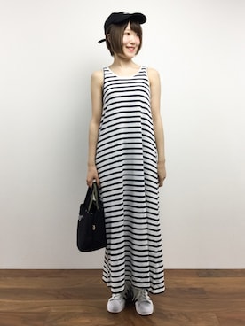 「TOPKAPI（トプカピ）のアイテム（トートバッグ）」を使った、まるさん（レディース・161cm）の夏コーディネート