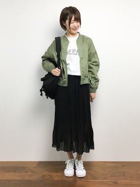 「AZUL by moussy（アズールバイマウジー）のアイテム（その他アウター）」を使った、まるさん（レディース・161cm）の秋コーディネート