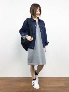 「RAY CASSIN（レイカズン）のアイテム（デニムジャケット）」を使った、まるさん（レディース・161cm）の秋コーディネート