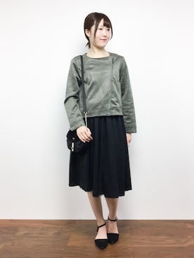 「Te chichi（テチチ）のアイテム（ライダースジャケット）」を使った、まるさん（レディース・161cm）の秋コーディネート