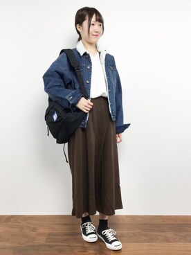 「スカーチョ」｜「アイテム（スラックス）」を使った、まるさん（レディース・161cm）の秋コーディネート