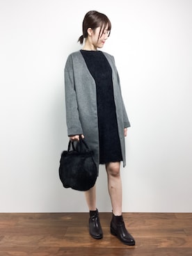 「archives（アルシーヴ）のアイテム（ノーカラージャケット）」を使った、まるさん（レディース・161cm）の秋コーディネート