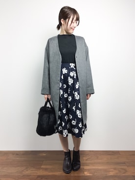 「archives（アルシーヴ）のアイテム（ノーカラージャケット）」を使った、まるさん（レディース・161cm）の秋コーディネート